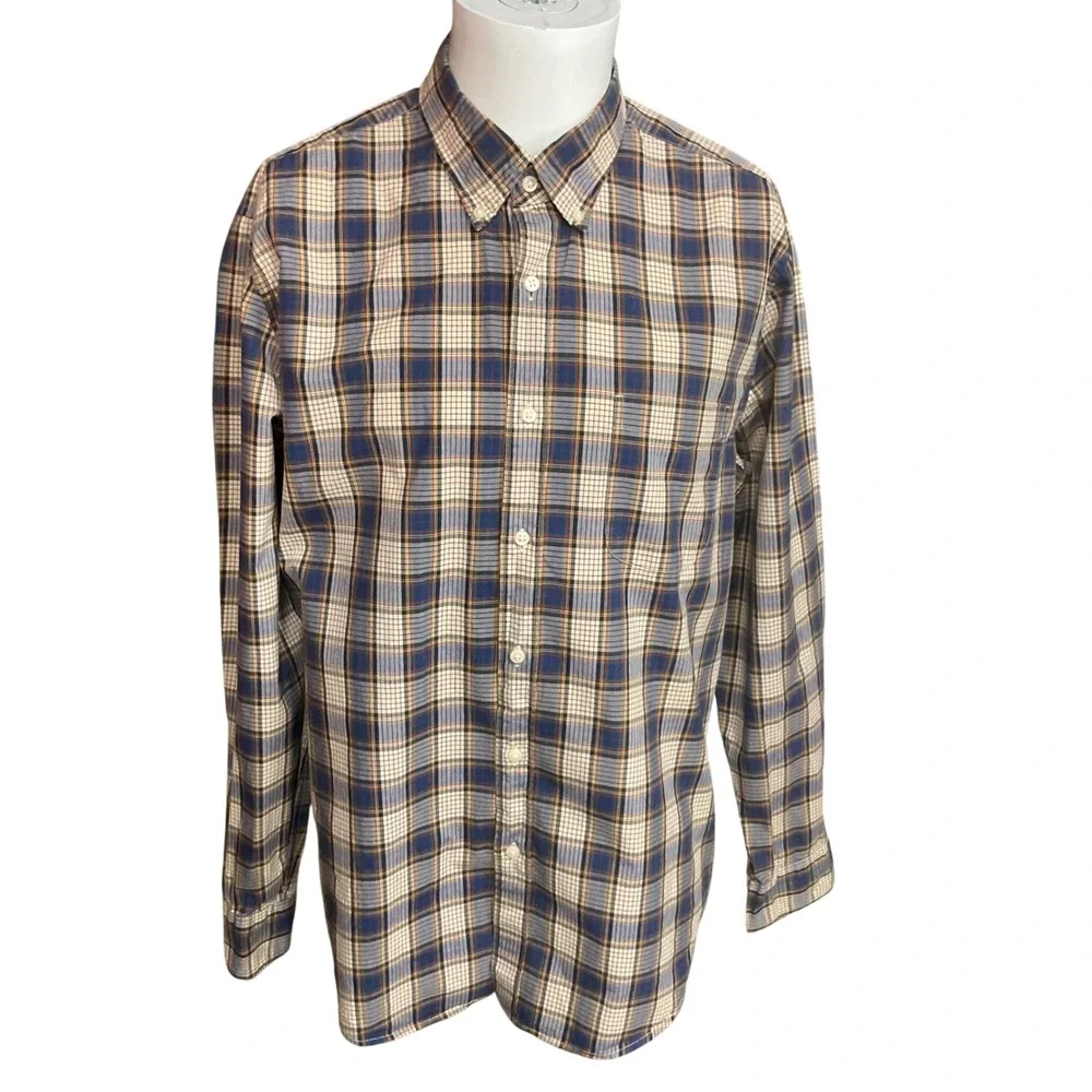 J.‎ Crew Men's Plaid Printed Collared Long Sleeve Button Down Shirt Size Large